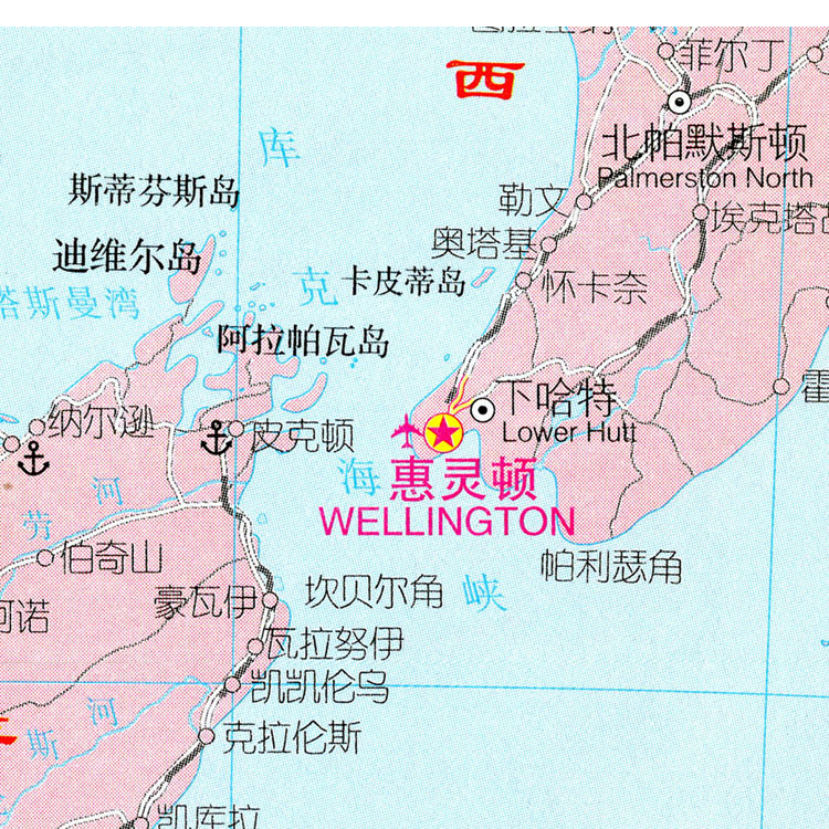 2023新款新西兰地图中文版墙贴超大巨幅交通装饰画海报